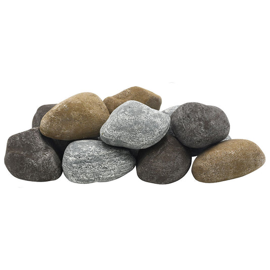American Fire Products Natural Lite Stone Cobble 12 stone set with handcrafted stone texture for gas fire pits and outdoor fire features