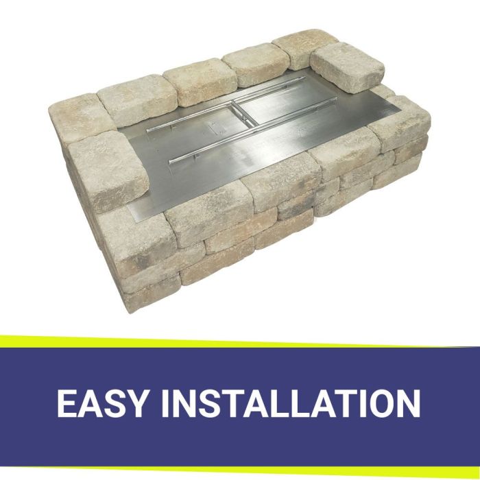 Load image into Gallery viewer, American Fire Products rectangular flat pan match light kit natural gas installed in fire pit showing easy installation
