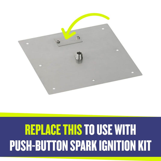 American Fire Products replacement spark ignitor plate showing compatibility with the Push-Button Spark Ignition Kit