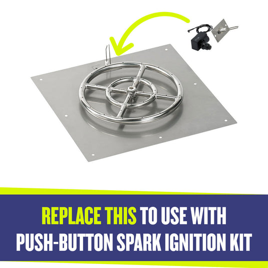 American Fire Products replacement spark ignitor plate showing compatibility with the Push-Button Spark Ignition Kit