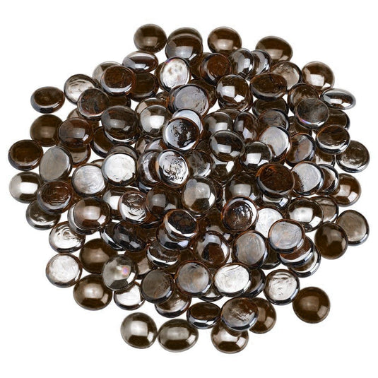 American Fire Products Root Beer Luster Fire Beads in 1/2 inch brown tempered fire glass for fire pits and fireplaces
