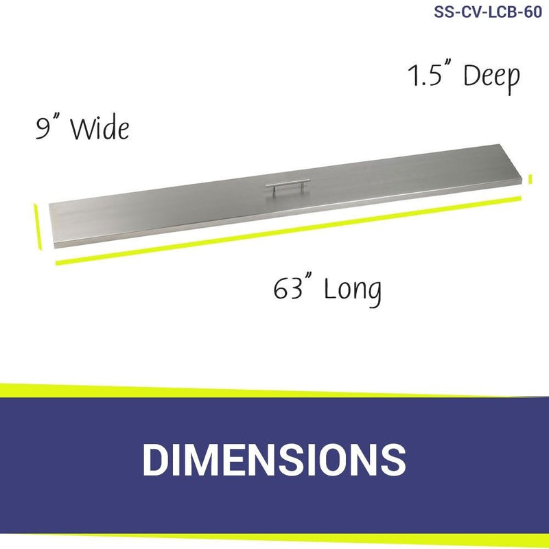 Load image into Gallery viewer, American Fire Products stainless steel burner cover dimension 63 inch by 9 inch by 1.5 inch for linear fire pit pan protection and outdoor fire feature safety
