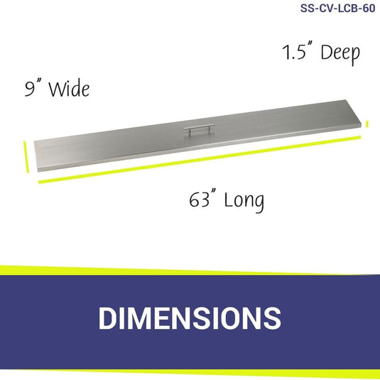 American Fire Products stainless steel burner cover dimension 63 inch by 9 inch by 1.5 inch for linear fire pit pan protection and outdoor fire feature safety