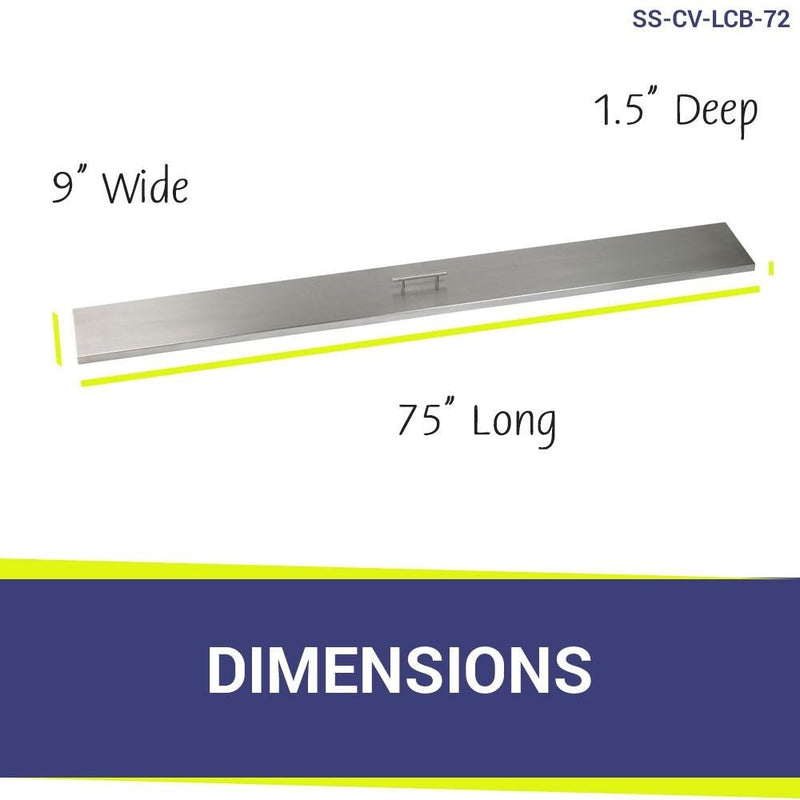 Load image into Gallery viewer, American Fire Products stainless steel burner cover dimension 75 inch by 9 inch by 1.5 inch for linear fire pit pan protection and outdoor fire feature safety
