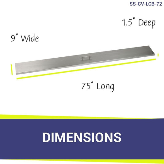 American Fire Products stainless steel burner cover dimension 75 inch by 9 inch by 1.5 inch for linear fire pit pan protection and outdoor fire feature safety