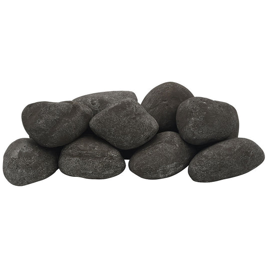 American Fire Products Thunder Gray Lite Stone Cobble 12 stone set with handcrafted stone texture for gas fire pits and outdoor fire features