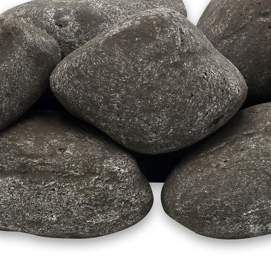 American Fire Products Thunder Gray Lite Stone Cobble close-up showing realistic stone texture, unique shapes, and weathered gray finish