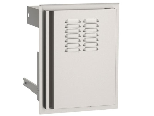 AOG 14-inch vertical right hinged stainless steel access door with propane tank tray and louvered vents for outdoor kitchen islands