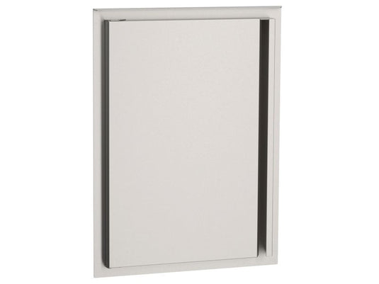 AOG 17-inch vertical left hinged stainless steel access door with double wall construction for outdoor kitchen storage