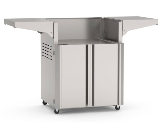 American Outdoor Grill AOG 24-inch stainless steel gas grill cart with fold-down side shelves and storage doors for L-Series and T-Series grills