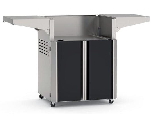 American Outdoor Grill AOG L-Series 24-inch 2-burner freestanding gas grill with black accent panels, rear infrared burner, rotisserie kit, internal halogen lights and multi-color LED lighting