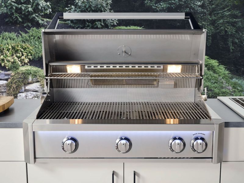 Load image into Gallery viewer, AOG L-Series 30 inch 3 burner built-in gas grill with rear infrared burner, rotisserie kit and LED lights
