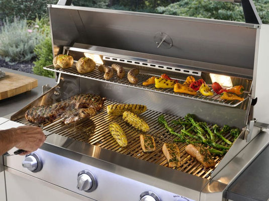 AOG L-Series 30 inch 3 burner built-in gas grill with rear infrared burner, rotisserie kit and LED lights