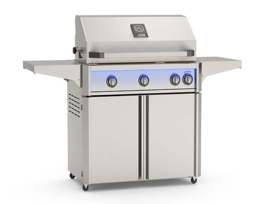 AOG L-Series 30-inch 3-burner gas grill with rear infrared burner, rotisserie kit, internal halogen lights and multi-color LED light bar