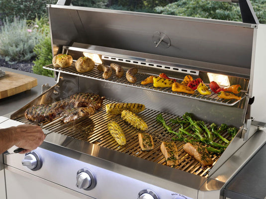 AOG L-Series 36 inch 3 burner built-in gas grill with rear infrared burner, rotisserie kit and LED lights