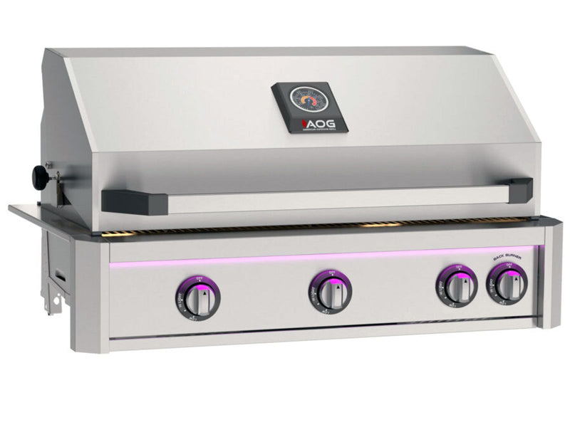 Load image into Gallery viewer, AOG L-Series 36 inch 3 burner built-in gas grill with rear infrared burner, rotisserie kit and LED lights
