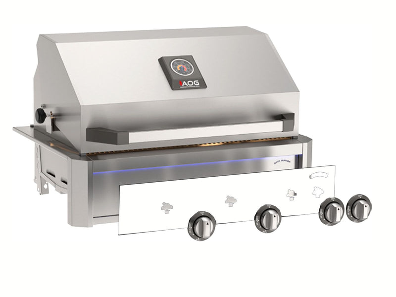 Load image into Gallery viewer, AOG L-Series 36 inch 3 burner built-in gas grill white with rear infrared burner, rotisserie kit and LED lights
