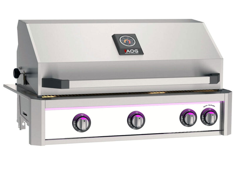 Load image into Gallery viewer, AOG L-Series 36 inch 3 burner built-in gas grill white with rear infrared burner, rotisserie kit and LED lights
