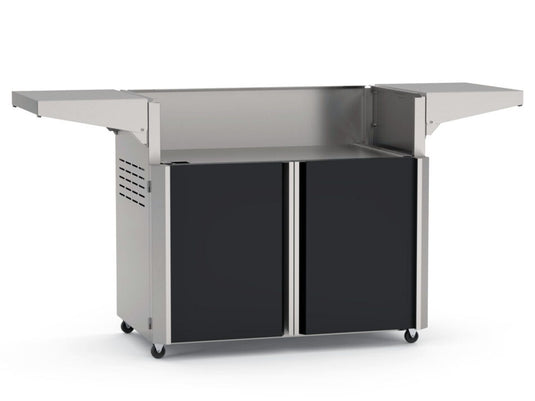 AOG L-Series 36-inch 3-burner gas grill with black accent panels, rear infrared burner, rotisserie kit, internal halogen lights and multi-color LED light bar