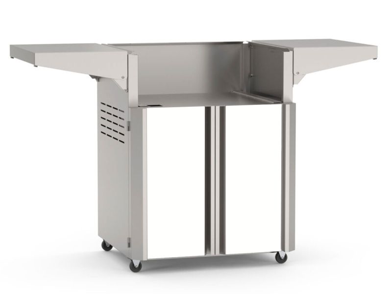 Load image into Gallery viewer, AOG T-Series 24-inch 2-burner freestanding gas grill in white with 304 stainless steel construction, side shelves, and storage cart for outdoor cooking
