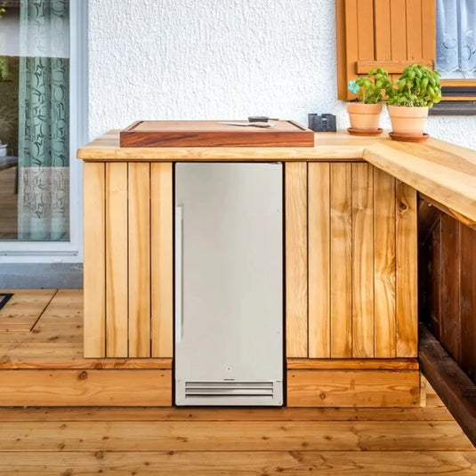 Avanti 15-inch indoor outdoor refrigerator in stainless steel