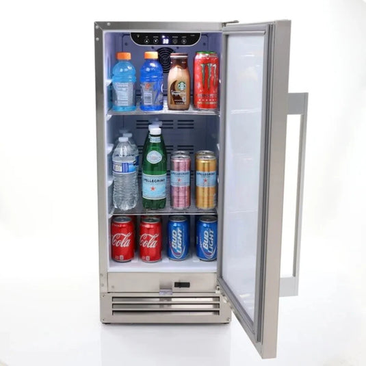 Avanti 15-inch indoor outdoor refrigerator in stainless steel