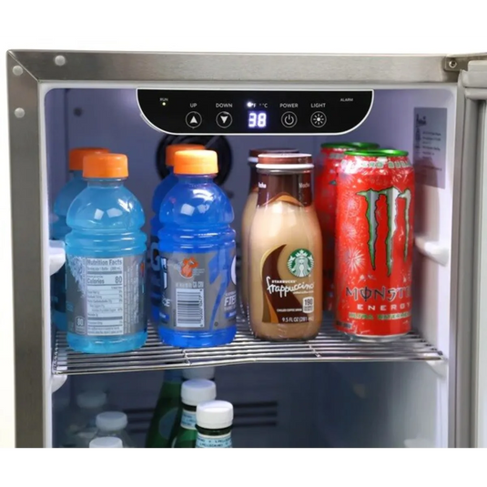 Avanti 15-inch indoor outdoor refrigerator in stainless steel