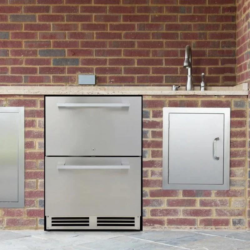 Load image into Gallery viewer, Avanti 24-inch indoor outdoor double drawer refrigerator in stainless steel
