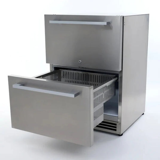 Avanti 24-inch indoor outdoor double drawer refrigerator in stainless steel