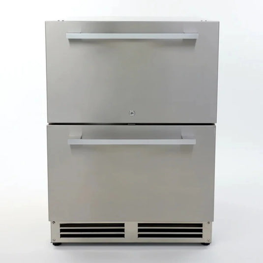 Avanti 24-inch indoor outdoor double drawer refrigerator in stainless steel