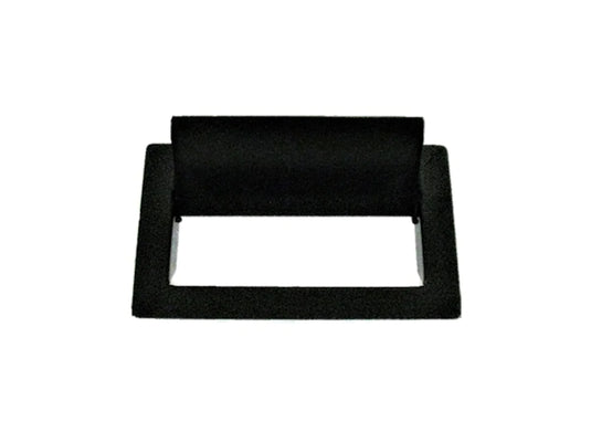 Black fireplace ash dump door shown open