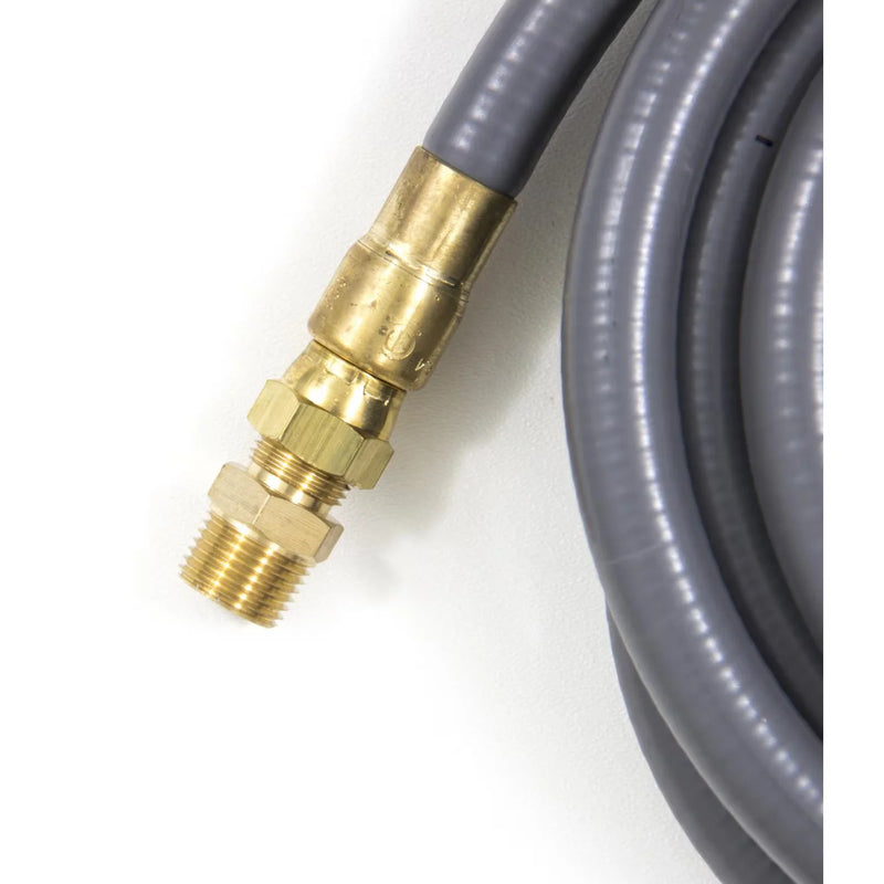 Load image into Gallery viewer, Blaze 10-foot natural gas and bulk propane hose with quick disconnect for gas grills, durable stripwound vinyl hose in gray
