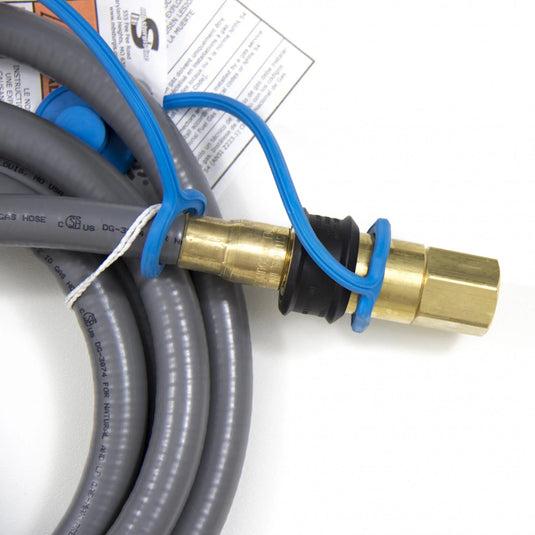 Blaze 10-foot natural gas and bulk propane hose with quick disconnect for gas grills, durable stripwound vinyl hose in gray