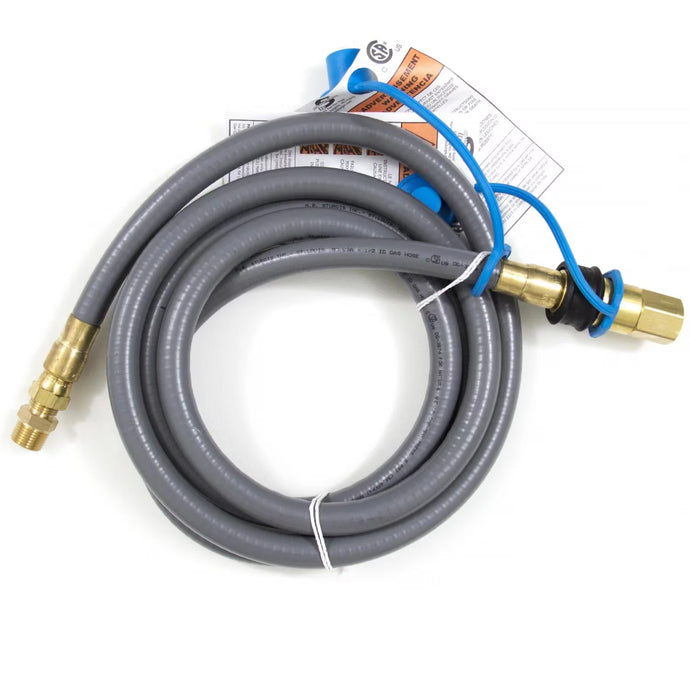Blaze 10-foot natural gas and bulk propane hose with quick disconnect for gas grills, durable stripwound vinyl hose in gray