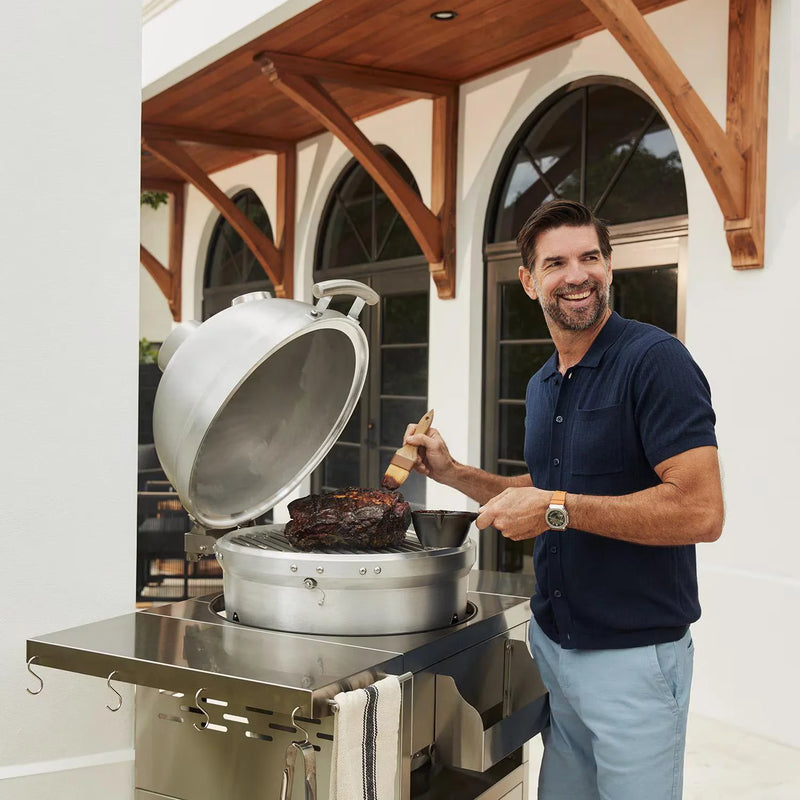 Load image into Gallery viewer, Blaze 20-Inch Cast Aluminum Kamado Grill on Stainless Steel Cart – Durable charcoal kamado with 1-inch thick aluminum body and hinged stainless steel grates
