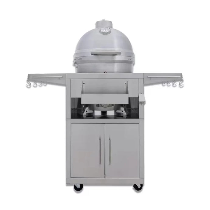 Blaze 20-Inch Cast Aluminum Kamado Grill on Stainless Steel Cart – Durable charcoal kamado with 1-inch thick aluminum body and hinged stainless steel grates