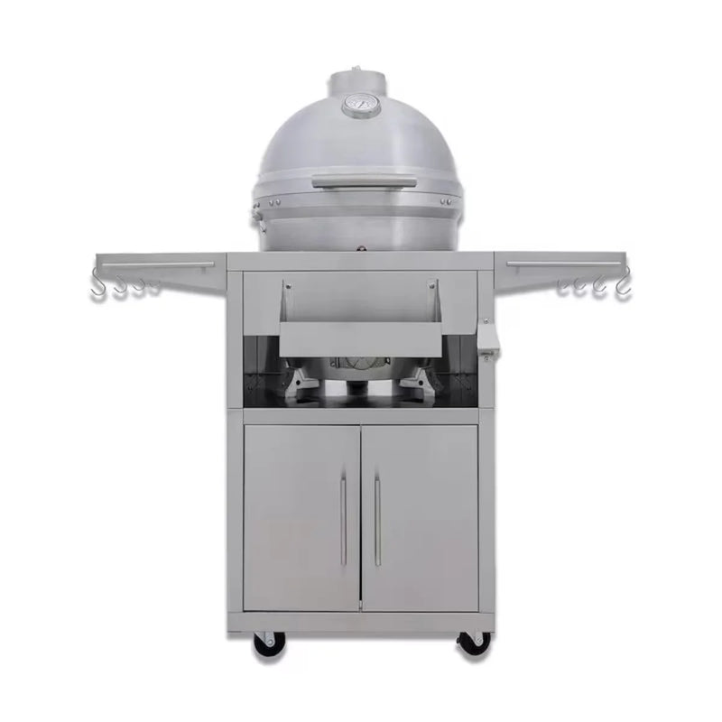Load image into Gallery viewer, Blaze 20-Inch Cast Aluminum Kamado Grill on Stainless Steel Cart – Durable charcoal kamado with 1-inch thick aluminum body and hinged stainless steel grates

