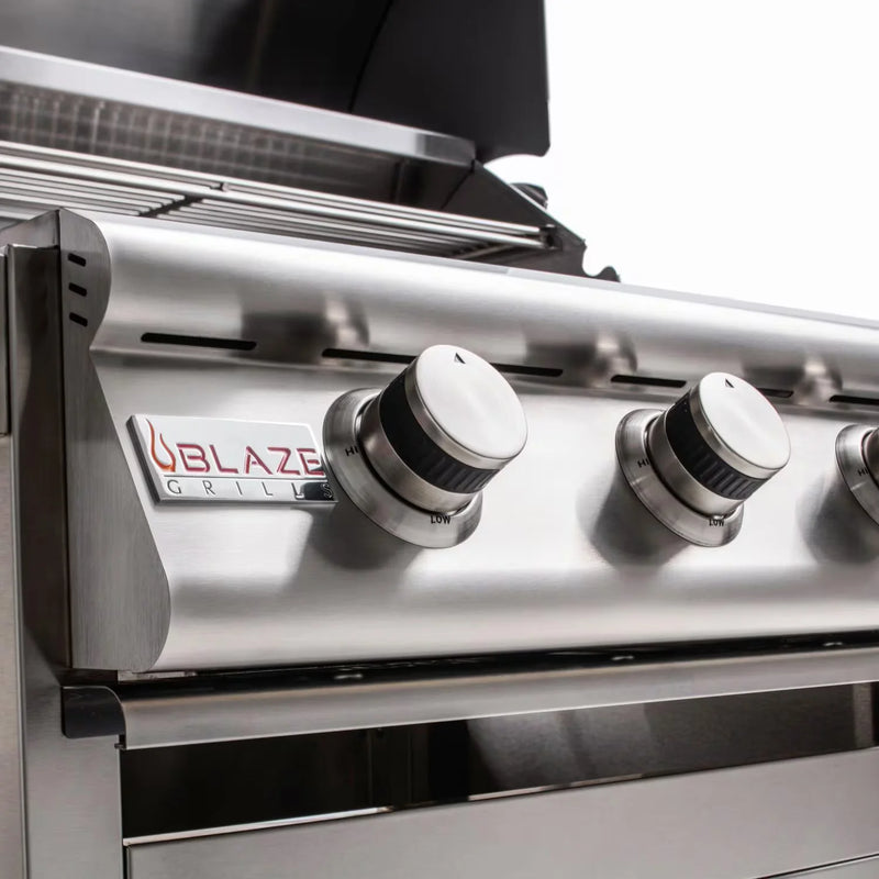 Load image into Gallery viewer, Close-up of a Blaze Grill with control knobs on a white background

