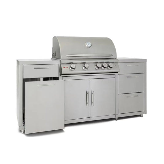 Blaze LTE 32-inch stainless steel gas grill island center with storage drawers and double doors