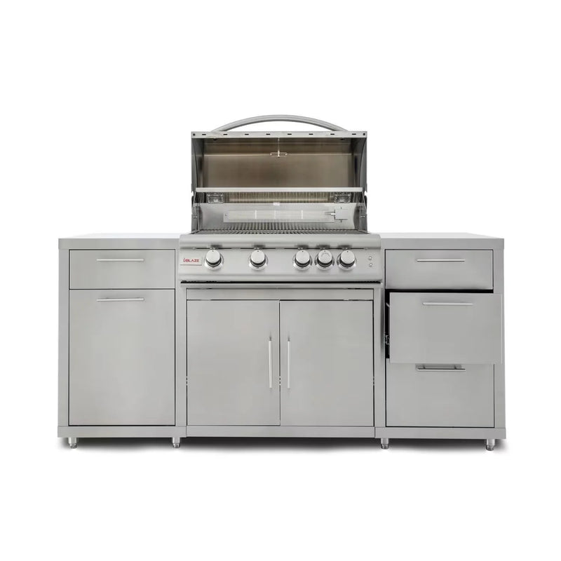 Load image into Gallery viewer, Blaze LTE 32-inch stainless steel gas grill island center with storage drawers and double doors
