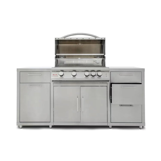 Blaze LTE 32-inch stainless steel gas grill island center with storage drawers and double doors