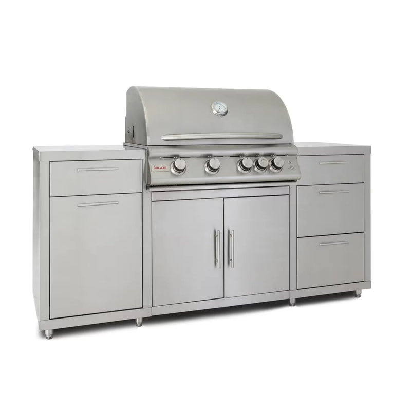 Load image into Gallery viewer, Blaze LTE 32-inch stainless steel gas grill island center with storage drawers and double doors
