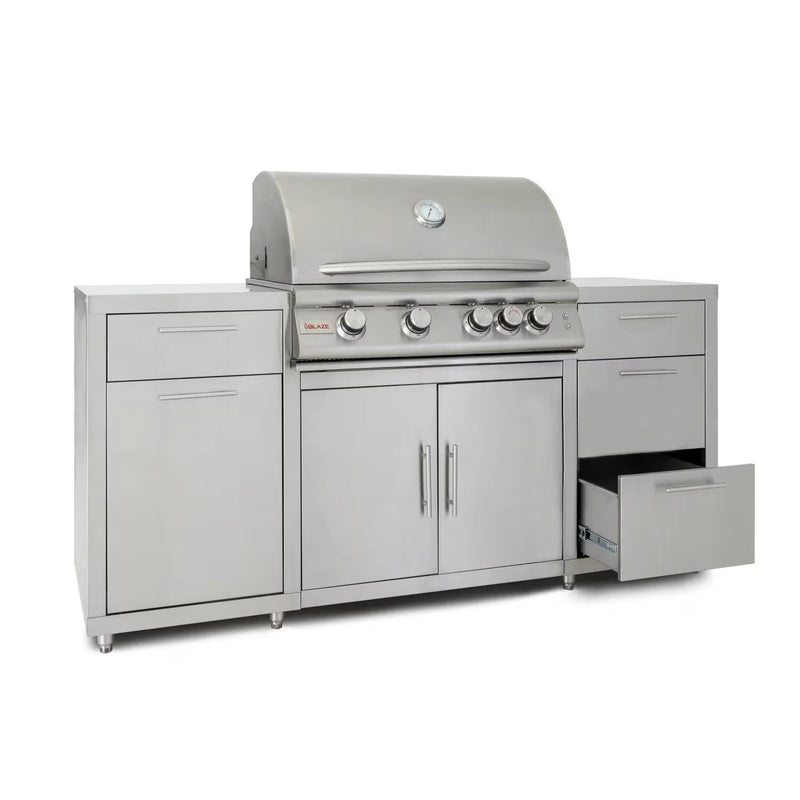 Load image into Gallery viewer, Blaze LTE 32-inch stainless steel gas grill island center with storage drawers and double doors
