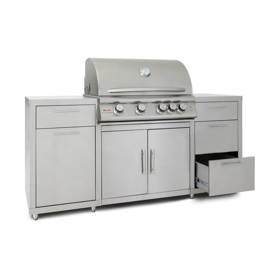 Blaze LTE 32-inch stainless steel gas grill island center with storage drawers and double doors