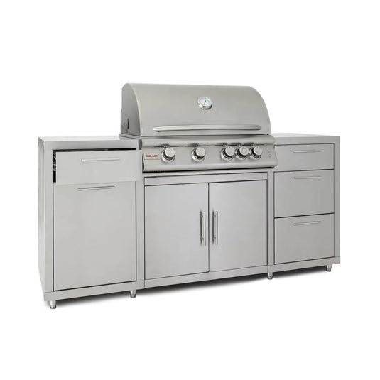 Blaze LTE 32-inch stainless steel gas grill island center with storage drawers and double doors