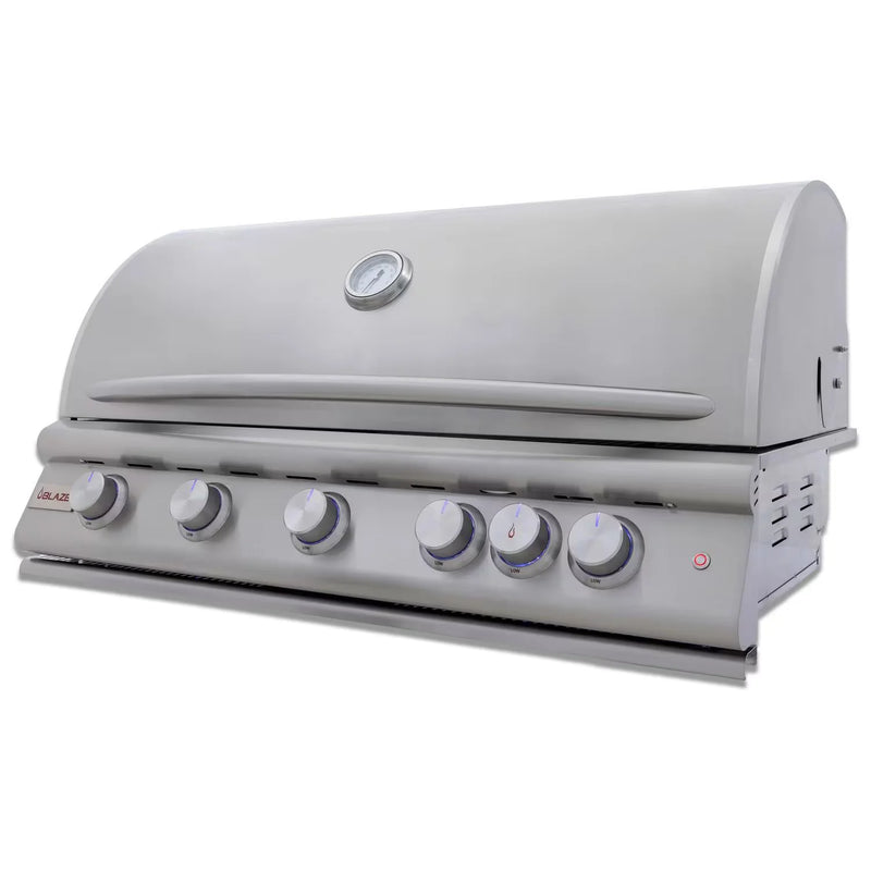 Load image into Gallery viewer, Blaze LTE+ 40-inch 5-burner built-in gas grill with lift-assist hood and rear infrared burner, stainless steel finish
