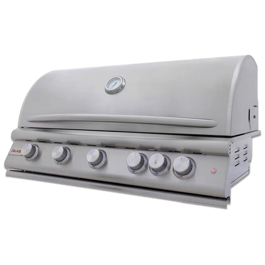 Blaze LTE+ 40-inch 5-burner built-in gas grill with lift-assist hood and rear infrared burner, stainless steel finish