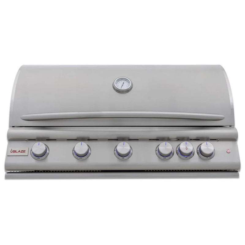 Load image into Gallery viewer, Blaze LTE+ 40-inch 5-burner built-in gas grill with lift-assist hood and rear infrared burner, stainless steel finish

