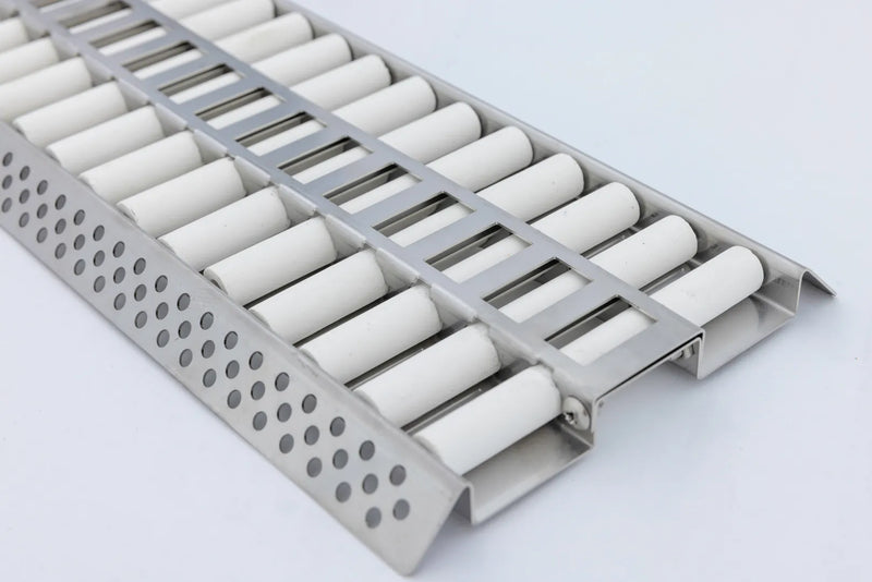 Load image into Gallery viewer, Blaze LTE ceramic flame tamer with 304 stainless steel tray and white ceramic rods for even heat distribution in gas grills
