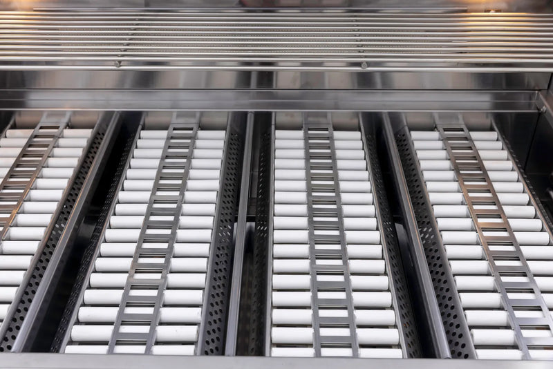 Load image into Gallery viewer, Blaze LTE ceramic flame tamer with 304 stainless steel tray and white ceramic rods for even heat distribution in gas grills
